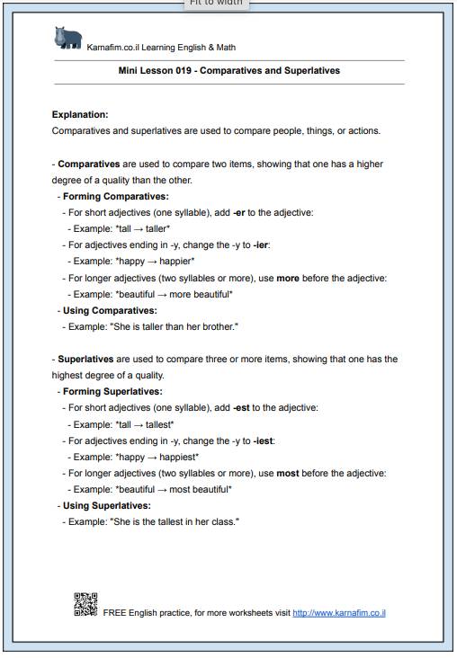 Mini Lesson 019 - Comparatives and Superlatives-p1