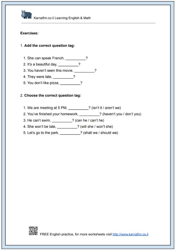 Mini Lesson 022 - Question Tags in English-p2