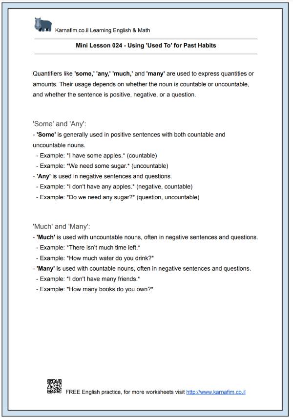 Mini Lesson 025 - Quantifiers_ Some Any Much Many-p1