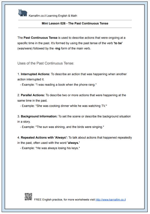 Mini Lesson 026 - The Past Continuous Tense-p1