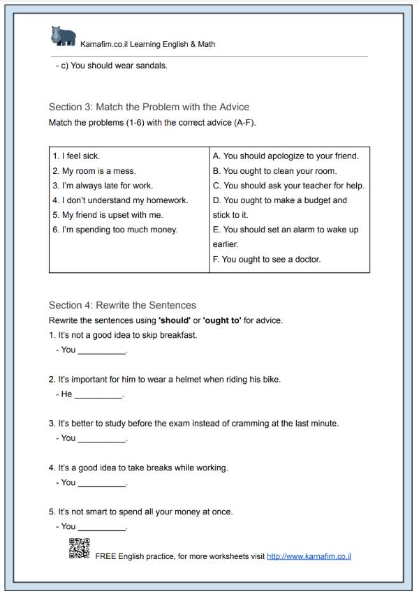 Mini Lesson 028 - Modal Verbs for Advice (Should, Ought to)-p3