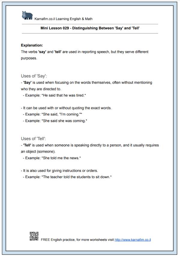 Mini Lesson 029 - Distinguishing Between 'Say' and 'Tell'-p1