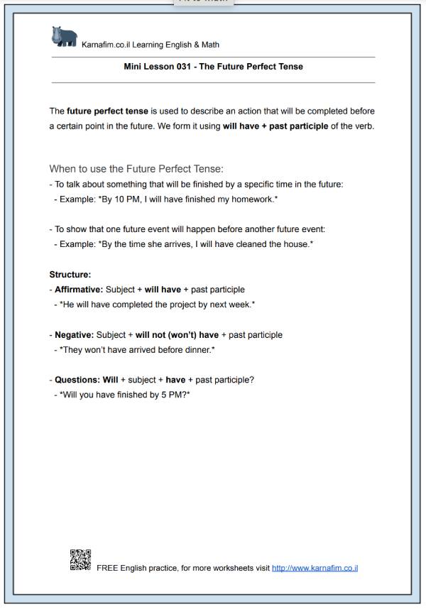 Mini Lesson 031 - The Future Perfect Tense-p1