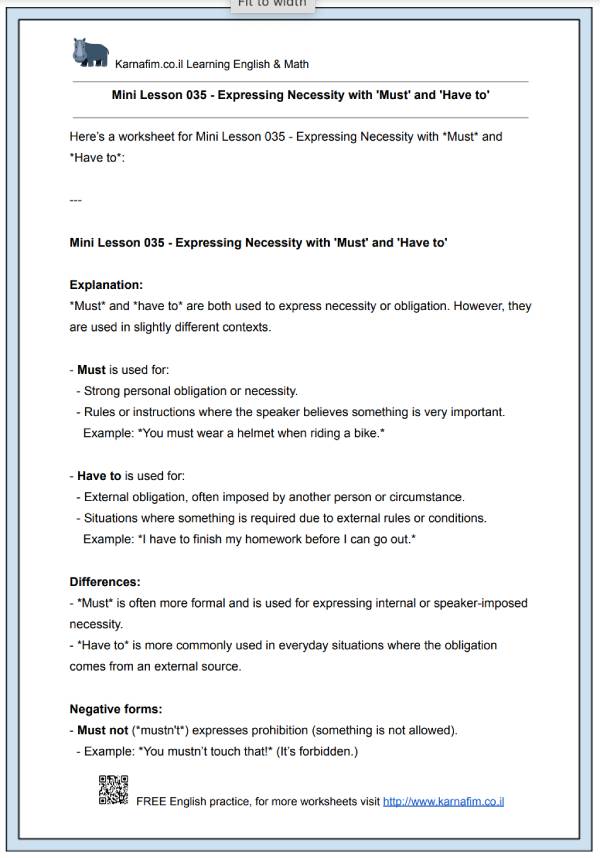 Mini Lesson 035 - Expressing Necessity with 'Must' and 'Have to'-p1