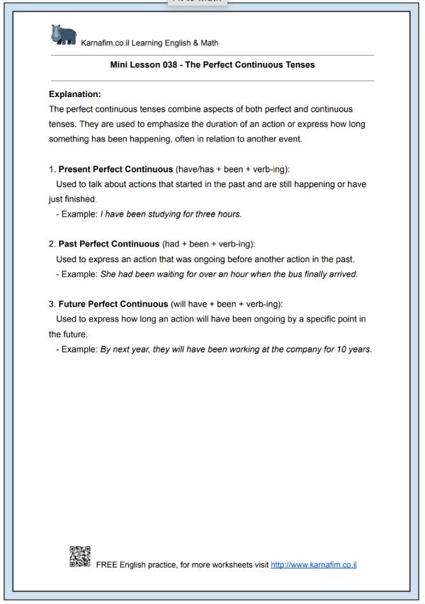 Mini Lesson 038 - The Perfect Continuous Tenses-p1