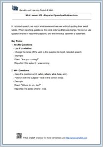 Mini Lesson 039 – Reported Speech with Questions