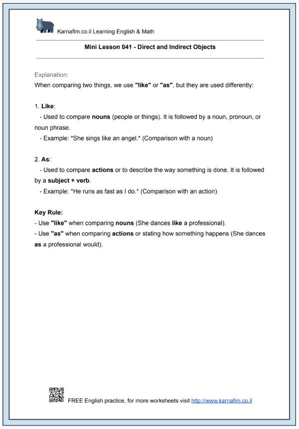 Mini Lesson 042 - Making Comparisons with 'Like' and 'As'-p1