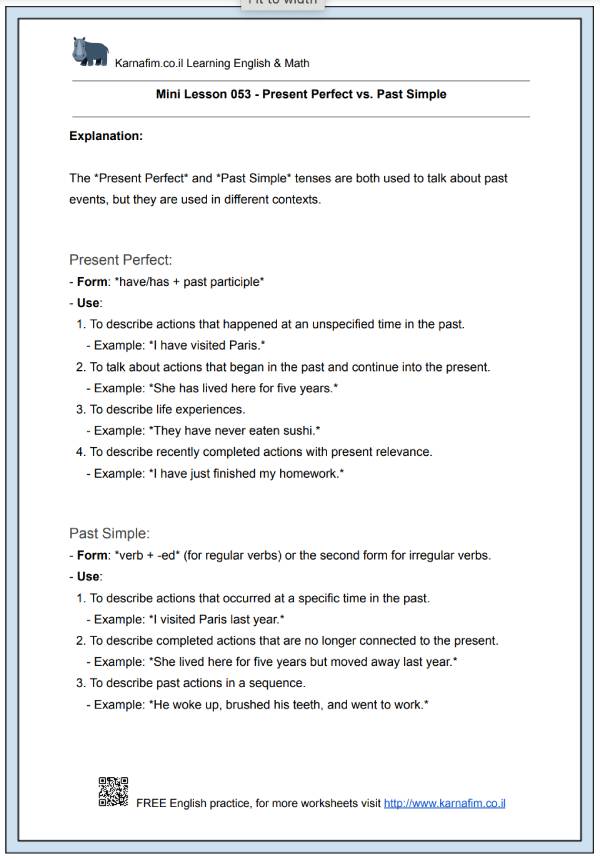 Mini Lesson 053 - Present Perfect vs. Past Simple-p1