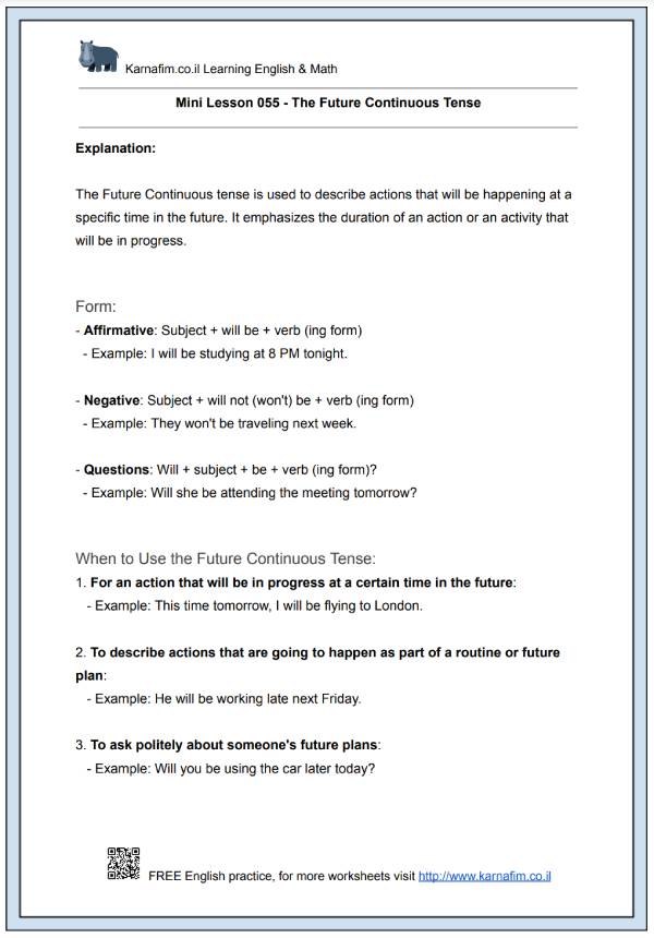 Mini Lesson 055 - The Future Continuous Tense-p1