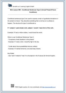 Mini Lesson 060 – Conditional Sentences Type 2 (Unreal Present/Future Conditions)