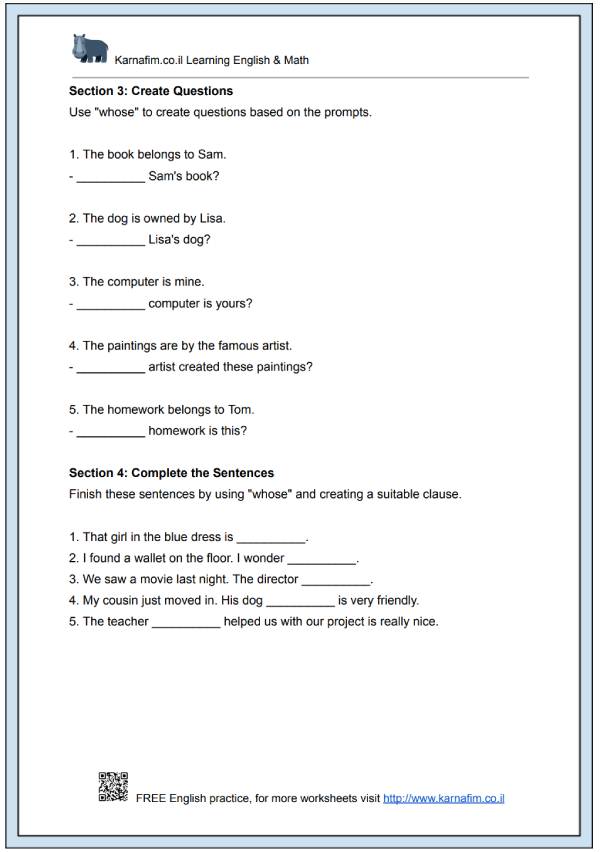 Mini Lesson 065 - The Use of 'Whose' in Questions and Clauses-p3