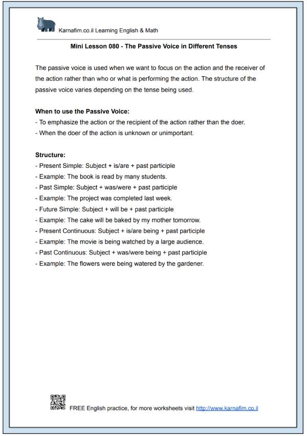 Mini Lesson 080 - The Passive Voice in Different Tenses-p1