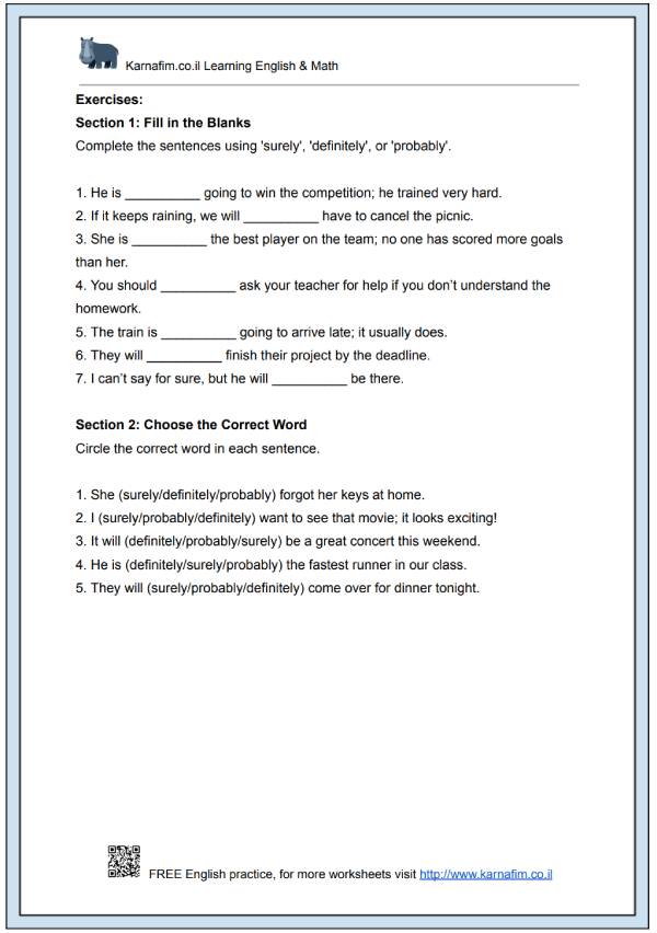 Mini Lesson 101 - Expressing Degrees of Certainty with 'Surely', 'Definitely', 'Probably'-p2