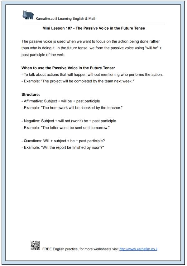 Mini Lesson 107 - The Passive Voice in the Future Tense-p1