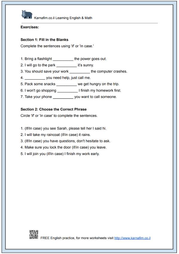 Mini Lesson 108 - Using 'In Case' and 'If' for Conditions-p2