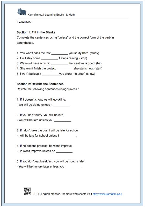 Mini Lesson 121 - The Use of 'Unless' in Conditional Sentences-p2