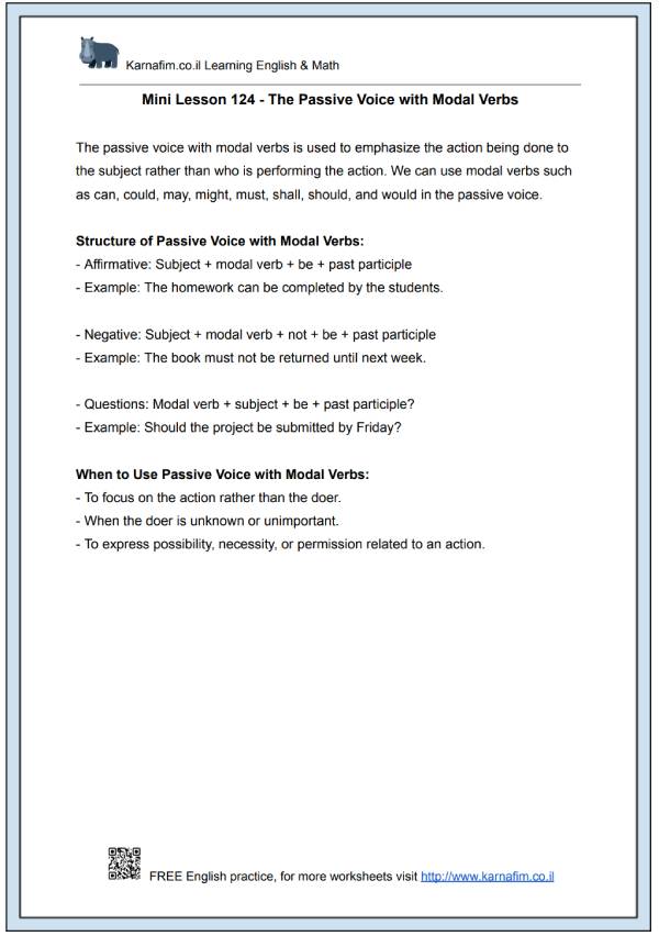 Mini Lesson 124 - The Passive Voice with Modal Verbs-p1