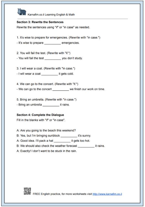 Mini Lesson 157 - The Use of 'In Case' and 'If' for Conditional Sentences-p3